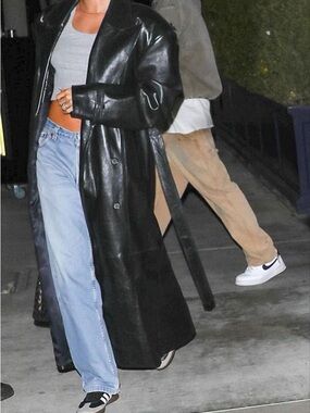 a new day Sleek Black Trench Coat